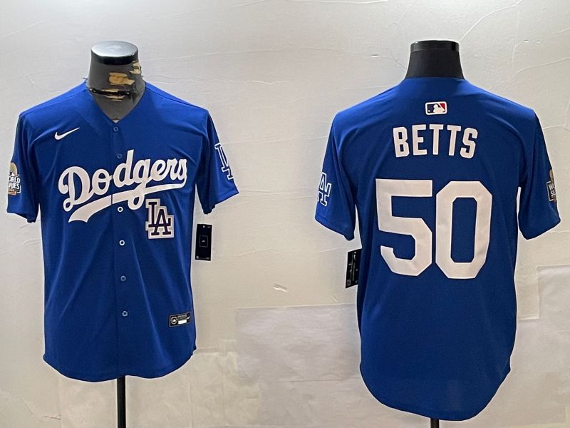 Men Los Angeles Dodgers #50 Betts Blue Game 2024 Nike MLB Jersey style 12164